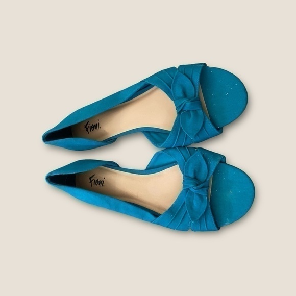 Fioni Open Toe Dorsay Flats Turquoise 8.5 - Picture 2 of 3